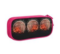 3D Basketball Large Capacity Double Layer Pencil Case,Customizable Full Print Polyester Fabric Organizer-School, Office, Travel Makeup Pouch