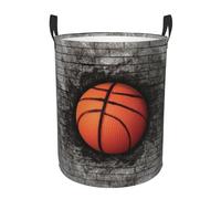 3D Basketball Laundry Basket Circular Laundry Hamper with Handles Waterproof Oxford Fabric Foldable Gift Storage Basket Dirty Clothes Toy Organizer Tote Bag for Bedroom Bathroom Living Room Nursery