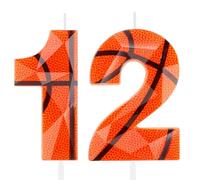 3D Basketball Number 12 Birthday Candles Orange 12th Happy Birthday Candle Premium Wax & 3D Diamond Design Basketball Themed Cake Topper Decorations for Boy Girl Kid Party Celebration Supplie