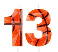 3D Basketball Number 13 Birthday Candles Orange 13th Happy Birthday Candle Premium Wax & 3D Diamond Design Basketball Themed Cake Topper Decorations for Boy Girl Kid Party Celebration Supplie