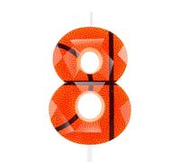 3D Basketball Number 8 Birthday Candles Orange 8th Happy Birthday Candle Premium Wax & 3D Diamond Design Basketball Themed Cake Topper Decorations for Boy Girl Kid Party Celebration Supplie