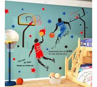 3D Basketball Player Wall Decals Decors for Boys Room,Sports Wall Decals Stickers, Basketball Slam Dunk Wall Decals for Boys Bedroom