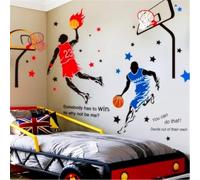 3D Basketball Player Wall Decals Decors for Boys Room,Sports Decals Stickers, Basketball Slam Dunk Wall Decors for Boys Bedroom