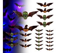 3D Bat Design LED Decoration,2025 LED Halloween 3D Bat Decorative Wall Stickers, Lighted Spider Stickers Decor Light up Glowing Bats Decoration for Indoor Outdoor Bedroom Window Party Supplies