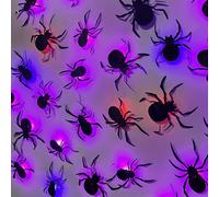 3D Bat Design LED Decoration - Halloween Lighted Stickers Decor Light - Hanging Wall Luminous Glow Clings for Home Bar Halloween Party (Spiders-9PCS)