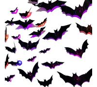 3D Bat Design Sticker | 3D Halloween Stickers with Lights - Cartoon Decal for Haunted House Window Luggage Party School Bedroom Door Classroom Yard Porch
