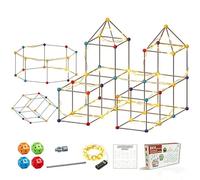 3D Bead Insertion DIY Building Block Set, 128 Pieces Geometric Construction Toy with Connecting Balls and Sticks, Educational STEM Playhouse Kit for Children, Free LED strip (with purchase) (70)