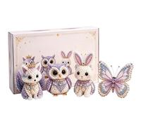 3D Beaded Animal DIY Kit, 4-Pack Tiny 3D Bead Embroidery Kit, Handmade Cute Animals Beads Craft Set with Instructions, Stress Relief Creative Beginner Friendly Craft Kits for Adults Teens