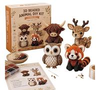 3D Beaded Animal DIY Kit, 6cm Tiny 3D Beaded Animal Making Kit for Adults Beginners, Creative Handmade Beading Embroidery Crafts Set with Expressive Eyes & Rich Textures for Home Desk Shelf Decor