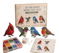 3D Beaded Animal DIY Kit, 6cm Tiny 3D Beaded Bird Making Kit for Adults Beginners, Creative Handmade Beading Embroidery Crafts Set with Expressive Eyes & Rich Textures for Home Desk Shelf Decor