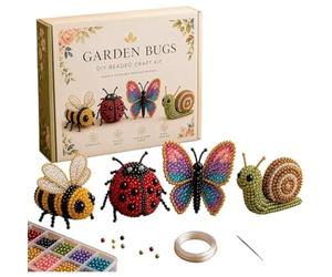 3D Beaded Animal DIY Kit, 6cm Tiny 3D Beaded Bugs Making Kit for Adults Beginners, Creative Handmade Beading Embroidery Crafts Set with Expressive Eyes & Rich Textures for Home Desk Shelf Decor