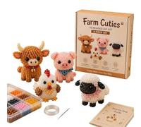 3D Beaded Animal DIY Kit, 6cm Tiny 3D Beaded Farm Cuties Making Kit for Adults Beginners, Creative Handmade Beading Embroidery Crafts Set with Expressive Eyes & Rich Textures for Home Desk Shelf Decor