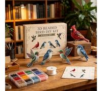 3D Beaded Animal DIY Kit - Beginners Beading Craft Set | Tiny Birds | Handmade Embroidery Kit with Instructions | Creative Jewelry Art | Stress Relief for Teens