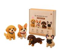 3D Beaded Animal DIY Kit, Fun Handmade Embroidery Bead Set with 4 Cute Designs, Relieve Stress for Beginners and Craft Enthusiasts(G)