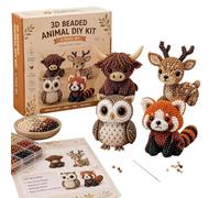 3D Beaded Animal DIY Kit,Handmade 3D Beadwork Set with Instructions,Cute Animals Bead Embroidery Kit, DIY Animal Beading Kits Embroidery Bead Set, Creatively Beaded Animals Jewelry Art Craft Kits (A-)