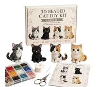3D Beaded Animal DIY Kit with 4 Cute Designs for Kids & Adults (Cat A)