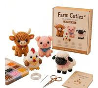 3D Beaded Animal Kit, Creative 4 Pack Easy DIY Beading Kits, Cute Birds & Animals Beading Kits for Adults, Handmade 3D Bead Animal Making Kit for Beginners, Craft Enthusiasts (Farm)