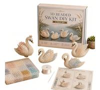 3D Beaded Animal Kit, Creative 4 Pack Easy DIY Beading Kits, Cute Birds & Animals Beading Kits for Adults, Handmade 3D Bead Animal Making Kit for Beginners, Craft Enthusiasts (Swan)