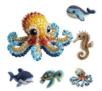 3D Beaded Animal Kit for Adults and Teens - Ocean Sea Theme Bead Craft Set with Guided Instructions | Handmade Jewelry Art Weaving Kit for Beginners, Cute Desk Decor Gift