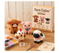 3D Beaded Animal Kit for Adults, Beginners & Teens, 4-Pack DIY Bead Embroidery Craft with Instructions, Stress Relief, Desktop Decor Gifts (Multicolor-B)