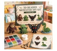 3D Beaded Animal Kit for Adults, Beginners & Teens, 4-Pack DIY Bead Embroidery Craft with Instructions, Stress Relief, Desktop Decor Gifts (Multicolor-C)