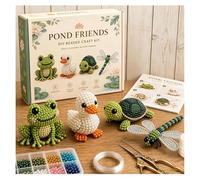 3D Beaded Animal Kit for Adults, Beginners & Teens, 4-Pack DIY Bead Embroidery Craft with Instructions, Stress Relief, Desktop Decor Gifts (Multicolor-E)