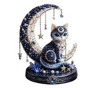 3D Beaded Animal Kit for Beginners, Moon Star Celestial Bead Art Craft Set with Glass Beads, Galaxy Space Themed Beading Kit for Kids 4-8, Step by Step Instructions, DIY Beaded Embroidery Gift