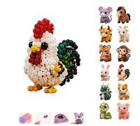 3D Beaded Animals Beading Kit, Bead Embroidery Kit for Adults, Cute 3D Animals, DIY 12 Zodiac Animal Bead Set with Instructions, Arts and Crafts Gift for Beginners (Rooster)