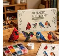 3D Beaded Bird Kit, DIY Animals Beading Set with 4 Cute Designs, Fun Handmade Embroidery Bead Set, Creative Animals Jewelry Art Craft Kits, for Adults Beginners, Includes Instructions
