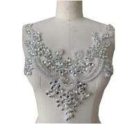 3D Beaded Embroidery Sequin Lace Applique, Shiny Beaded Embroidered Appliques Lace Sequins Accessories Costume Costumes Wedding Dress Collar Decoration(Bianco)