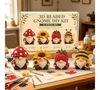 3D Beaded Gnome Craft Kit, 4pcs DIY Gnome Bead Embroidery Kit with Instructions, Cute Bead Art for Adults, Handmade Gift for Beginners & Craft Enthusiasts