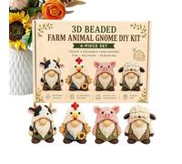 3D Beaded Gnome DIY Kit,Complete 4Pcs Tiny Gnomes Beading Set,Handmade Cute Gnomes Embroidery Beads Arts and Crafts,for Farmhouse Scandi Desk Home Decor Figurine