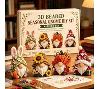 3D Beaded Gnome DIY Kit, Cute Animals Gnome Bead Embroidery Kit, Handmade DIY Gnomes Beading Set with Instructions, Creative 3D Beaded Animals Embroidery Art Craft Kits, for Adults Teens Beginners