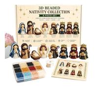 3D Beaded Nativity Figurine Kit - Sacred Bethlehem Inspired Craft Collection, Intricate Religious Diorama Build | Beading Christmas Figures Kit, Festive Seasonal Centerpiece Handmade Ornament Display