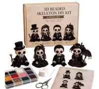 3D Beaded Skeleton DIY Kit, Petite Skeleton Beading Craft Set for Halloween Decoration, 2026 New Tiny 3D DIY Collection for Adults, Beginner Friendly 4-Pack (Colorful)