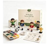 3D Beaded Soccer DIY Kit, 4pcs Handmade Soccer Player Figurine Craft Set, All-Inclusive Beading Supplies with Tools, Beginner Friendly Craft Kit for Adults, Ideal Gift for Soccer Fans(1 PCS)