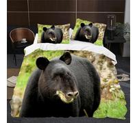 3D Bear Duvet Cover Set Single Kids Boys Teens Wild Animals Single Bedding Quilt Cover Sets Bear Printed Ultra Soft 3pcs Bedroom Comforter Covers with Zipper a.5204