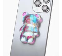 3D Bear Holographic Phone Grip, MagSafe Compatible Kickstand with Magnetic Adapter Ring (Pink)
