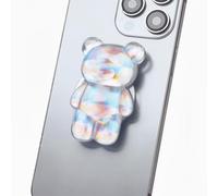 3D Bear Holographic Phone Grip, MagSafe Compatible Kickstand with Magnetic Adapter Ring (Rainbow)