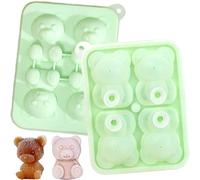 3D Bear Ice Cube Mold Large Bear Shape Ice Trays with Lid Cute Ice Maker