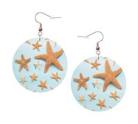 3d Beautiful Maritime Summer Leather Round Earrings Daily Accessories Working At Work Women'S Fashion