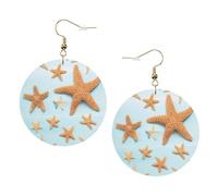 3d Beautiful Maritime Summer Leather Round Earrings Daily Accessories Working At Work Women'S Fashion