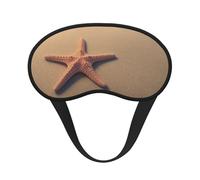 3D Beautiful Starfish on Beach Sand Sleep Mask for Side Sleeper Soft Breathable Sleeping Eye Mask Blackout Silk Eye Sleep Shade Cover with Elastic Strap Night Blindfold for Women Men Travel Nap