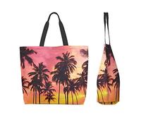 3d Beautiful Tropical Sunset Beach Palm Trees Print Tote Bag for Women Ladies Handbags Shoulder Bags For Work Beach Travel Shopping