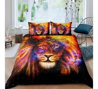 3D Bedding Set Duvet Cover Set 3 Piece, Animal Lion Printed Microfibre Bed Set With Quilt Cover With Zipper & 2 Pillowcases For Single Double Super King Bed - Hypoallergenic Single 90X1-751L620I073R