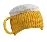 3D Beer Mug Hat - Knitted Polyester 22x25cm | Funny Party Cap Elastic Fit Soft Warm Headwear New Winter Hat | Accessory for Costu