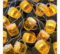 3D Beer Mug String Lights St Patrick's Day Decor, 10ft 15 LED with Remote Control USB & Battery Powered for Bar Christmas Birthday Wedding Party Bedroom Dorm Wreath Summer Club Decorations