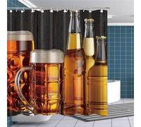 3D Beer Shower Curtain Beer Pattern Shower Curtains Mould Proof Resistant Waterproof Polyester Fabric Bathroom Curtains 120 x 180 cm Bath Curtain for Wet Rooms D-11
