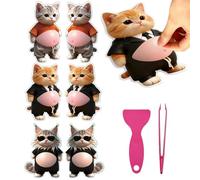 3D Belly Stickers - 6 Pieces Cute Soft and Fun 3D Stickers | Cartoon Animal Stencils for School Kindergarten Birthday Decoration DIY Notebooks Tablets