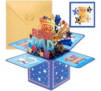 3D Best Dad Card - Pop Up Card for Dad, 3D Daddy Birthday Card, Anniversary, Get Well, Thank You,Fathers Day Card for Supper Dad,Blue